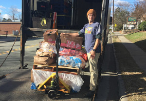 Alex delivers produce