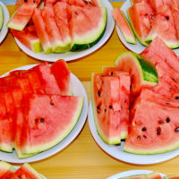 watermelon slices on plates