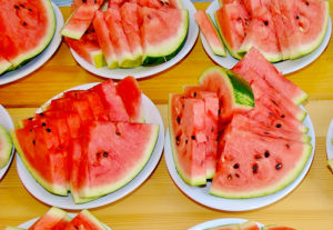 watermelon slices on plates