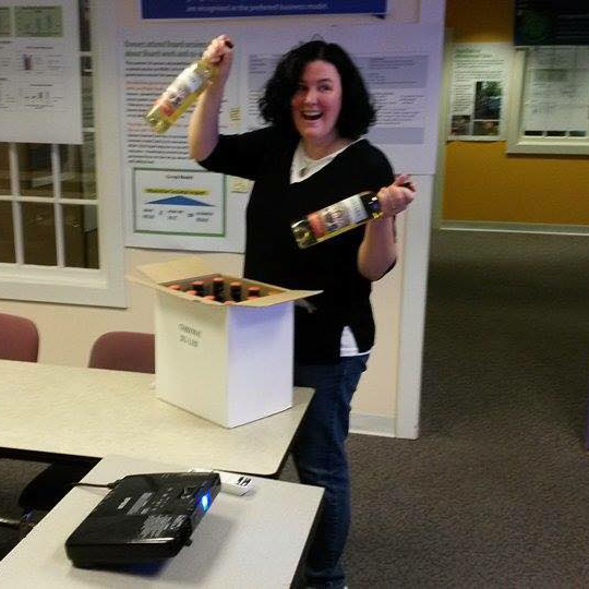 Peg opens wine