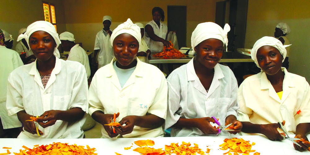 women sorting mangoes