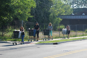 pushing carts to Table