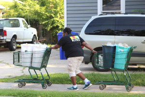 pushing carts to Table