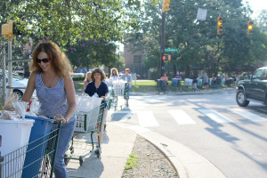 pushing carts to Table