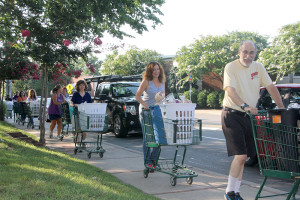 pushing carts to Table