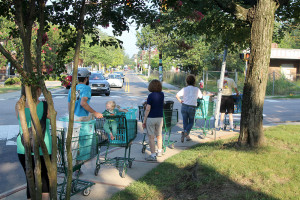 pushing carts to Table