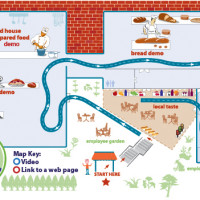 a map of the Food House during the Co-op Fair, with buttons to push for more information
