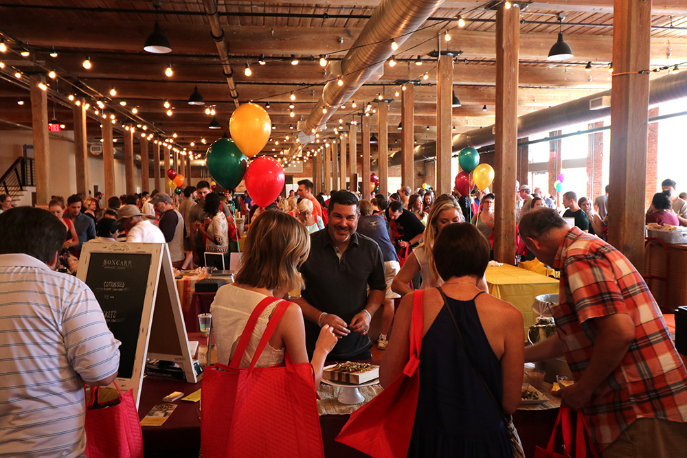 people sampling food