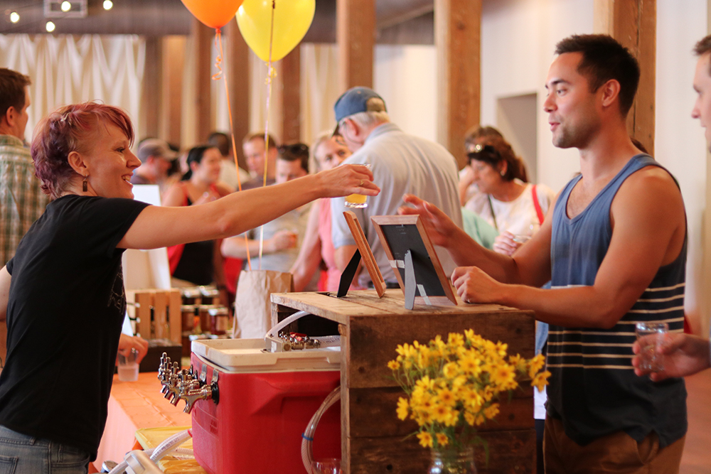 people sampling food