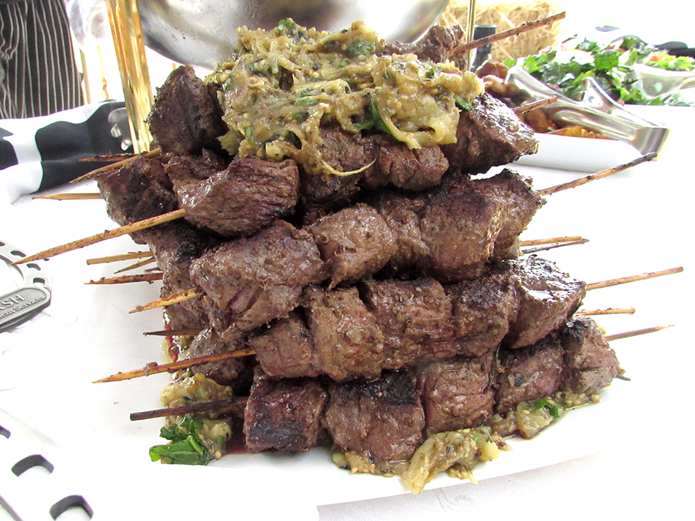 Our lunch included beef kabobs with eggplant sauce