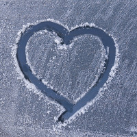 heart drawn in frost