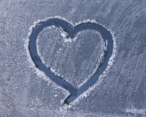 heart drawn in frost