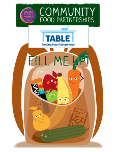 poster with backpack of fruit