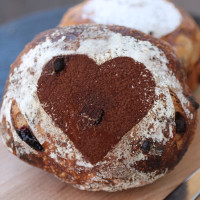 bread with heart stencil