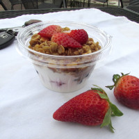 yogurt cup with strawberries