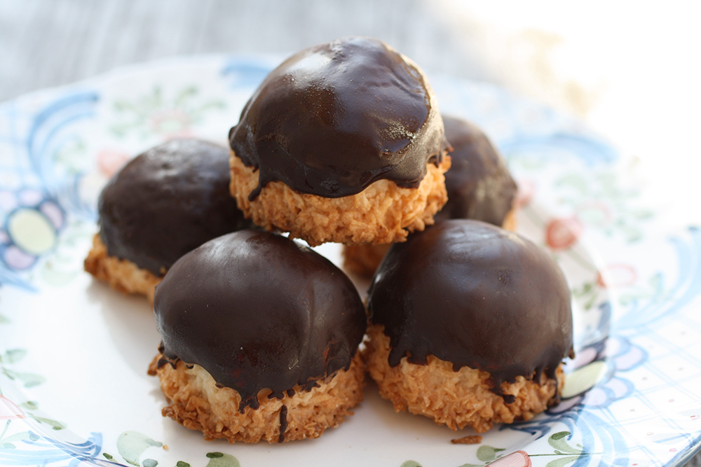cchocolate dipped macaroons
