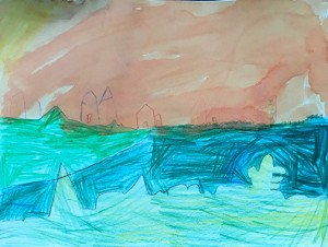 artwork with ocean scene