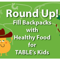 Banner announcing the Round Up! campaign, with cowboy vegetables