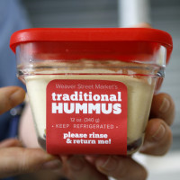 a container of hummus