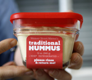 a container of hummus