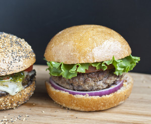 burgers on Weaver Street Market buns