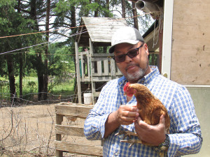 Michael with a chicken