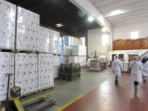 cases of wine in the winery