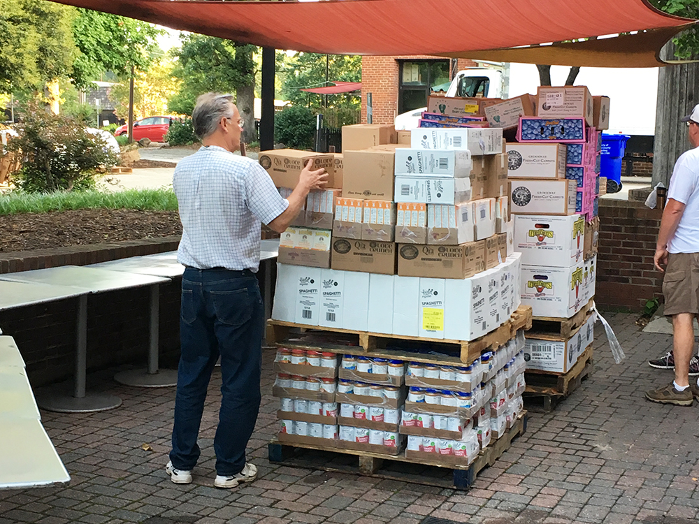 Big stack of food on pallet