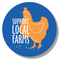 farm tour button with chicken on it