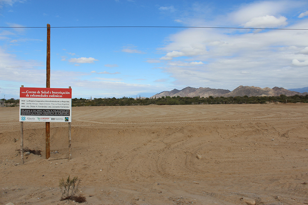 empty lot with sign, site of new hospital