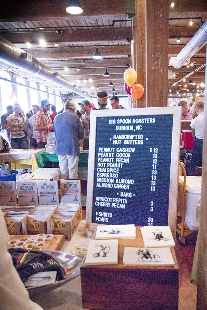 blackboard with list of nut butters at Curds & Crafts