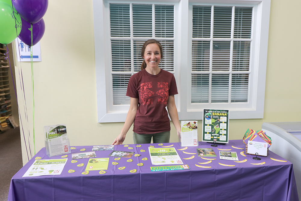 A display about fair trade products from Equal Exchange