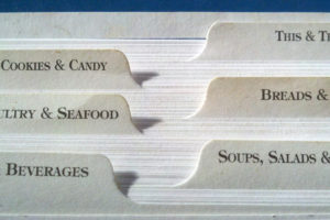 tabs in a box of recipe cards