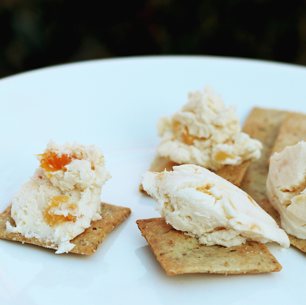 cheese spread on crackers