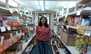 Valeria in the food pantry