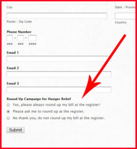 an excerpt from the online form to update preferences