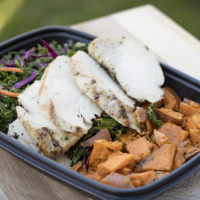 chicken dinner in to-go container