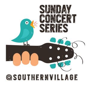 Logo for Sunday Concert Series with bird on guitar