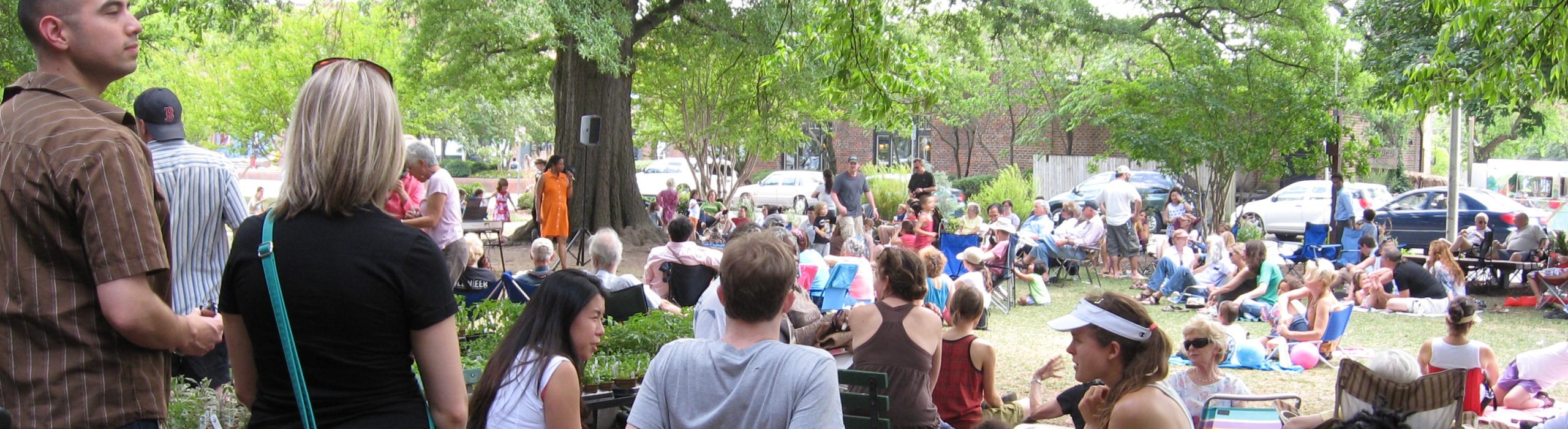 people on the lawn in Carrboro