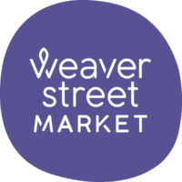 New logo that is an irregular purple circle with Weaver Street Market on it