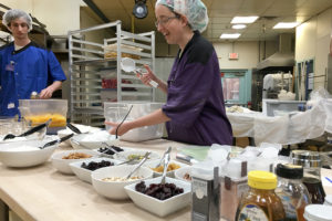 Amy prepares the ambrosia bar
