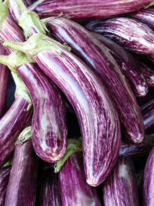 narrow,s triped eggplants
