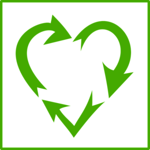 green arrows circling in a heart shape (like a recycling symbol)