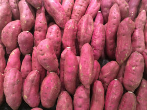 aligned purple sweet potatoes