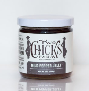 Jar of two Chicks pepper jelly