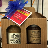 gift pack with jar of Almond Ginger butter and jar of jam