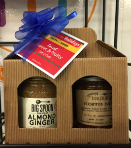 gift pack with jar of Almond Ginger butter and jar of jam