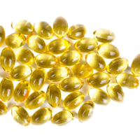 gelatin capsule pills in shape of a fish