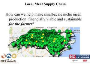NC map showing that there are only about a dozen processing facilities for small farmers