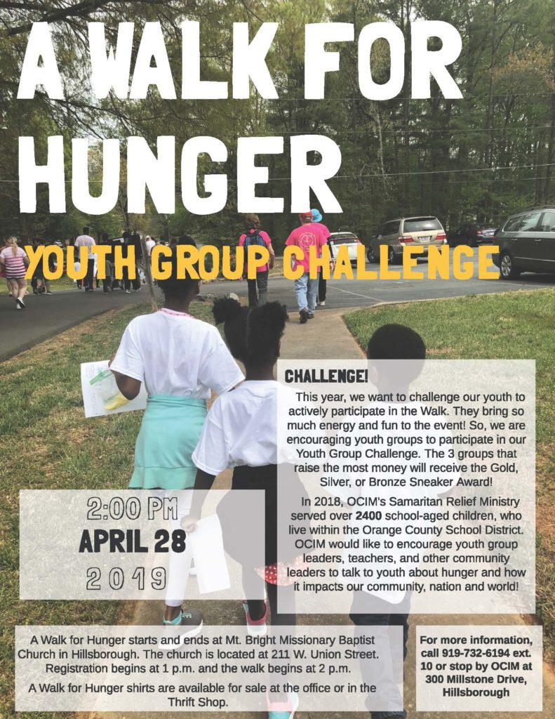 flyer for the walk for hunger, with information that is repeated on the webpage